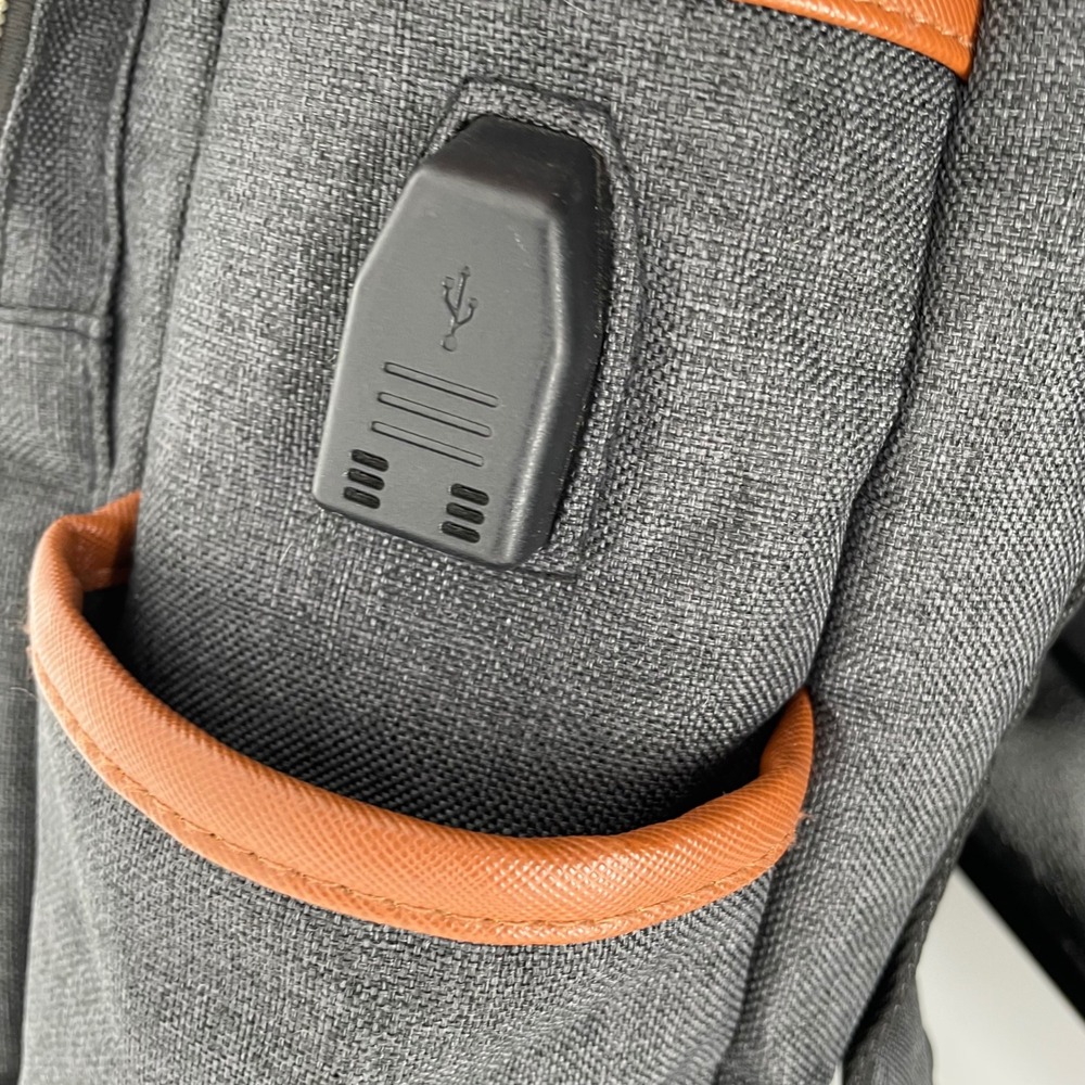 Mancio Vintage Laptop Backpack Gray Canvas USB Charging Port School Travel Bag - Picture 7 of 16